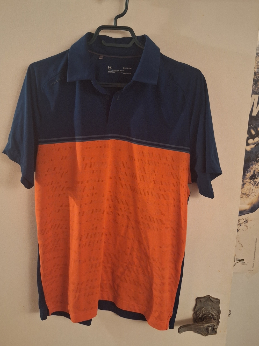 Under Armour Men’s Navy and Orange Colorblock Polo